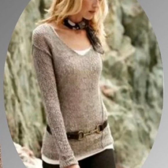 Peruvian Connection baby alpaca wool bamboo open knit sweater grunge witchy L - Picture 10 of 10